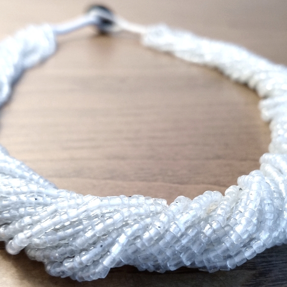 Vintage Gorgeous Multi String Clear Beaded Necklace from India (Seed Beads) - Picture 5 of 15